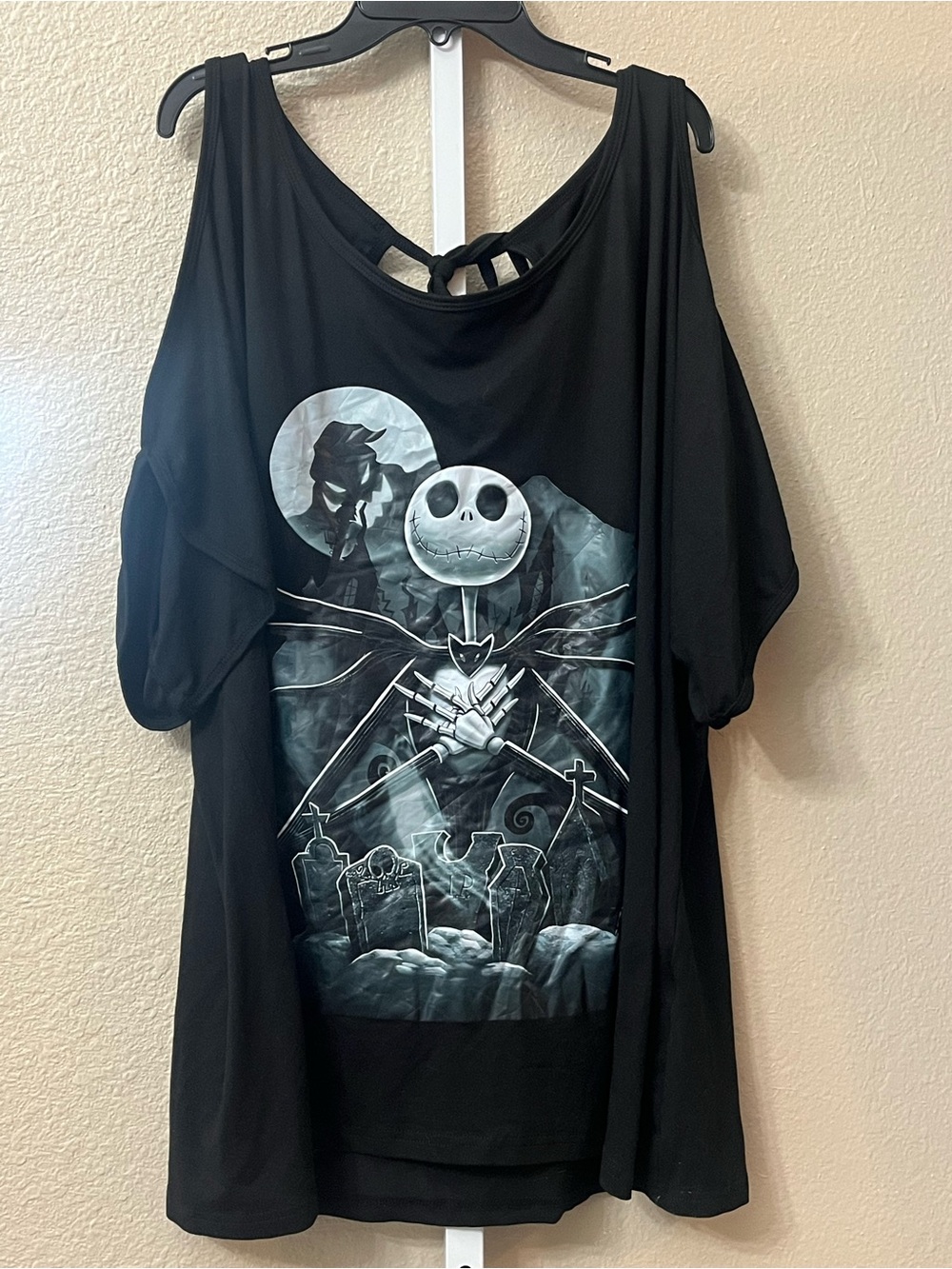 The Nightmare Before Christmas Black Jack Skellington Cold-Shoulder Top